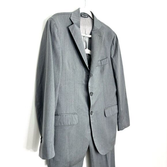 Domenico Vacca Grey 100% wool pinstripe pant Suit - Picture 3 of 12